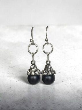 5 For $25 💫Alternative Black Bead Ball Dangles Earrings